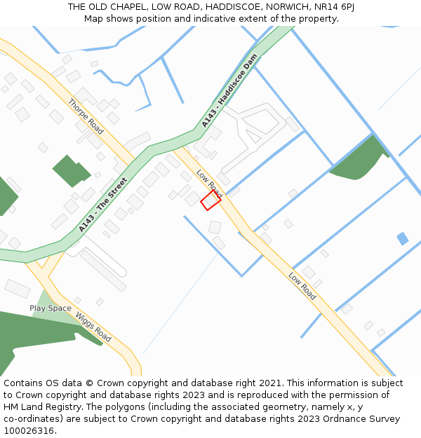 THE OLD CHAPEL, LOW ROAD, HADDISCOE, NORWICH, NR14 6PJ: Location map and indicative extent of plot