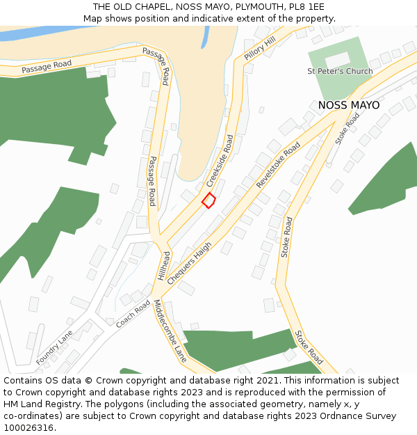 THE OLD CHAPEL, NOSS MAYO, PLYMOUTH, PL8 1EE: Location map and indicative extent of plot