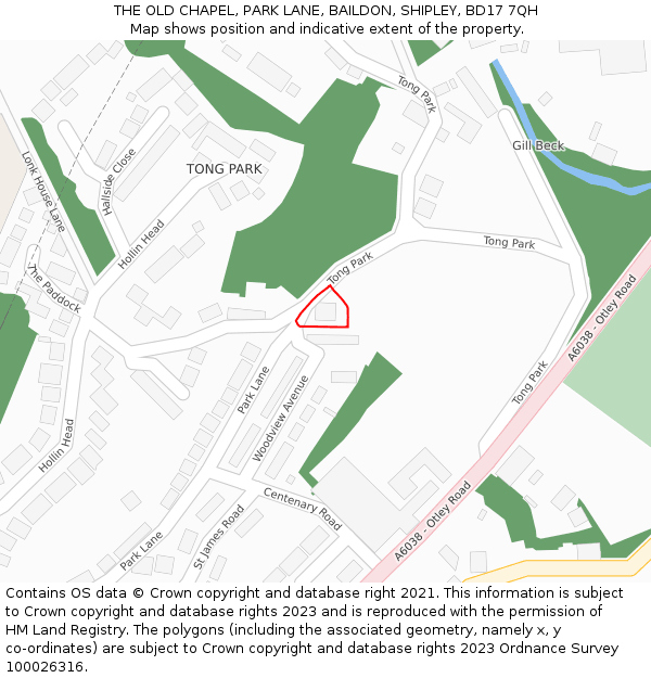 THE OLD CHAPEL, PARK LANE, BAILDON, SHIPLEY, BD17 7QH: Location map and indicative extent of plot