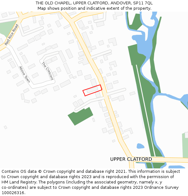 THE OLD CHAPEL, UPPER CLATFORD, ANDOVER, SP11 7QL: Location map and indicative extent of plot