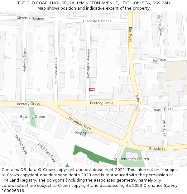 THE OLD COACH HOUSE, 2A, LYMINGTON AVENUE, LEIGH-ON-SEA, SS9 2AU: Location map and indicative extent of plot