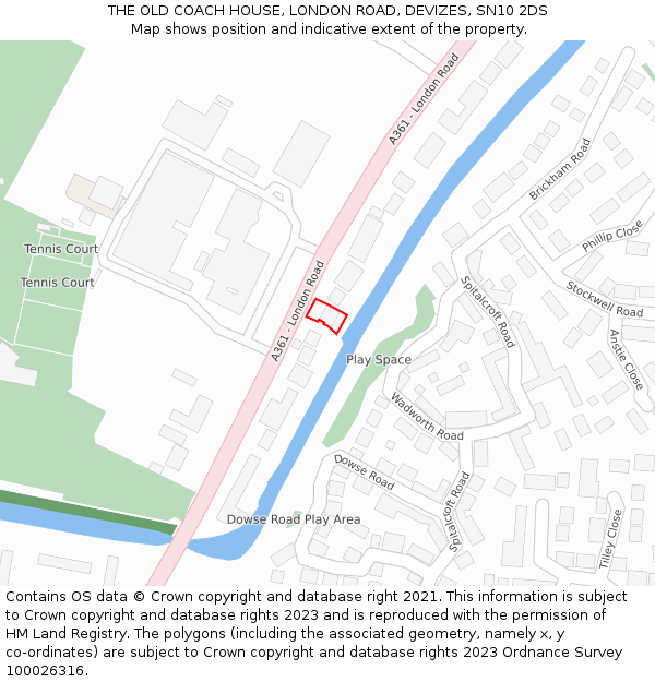 THE OLD COACH HOUSE, LONDON ROAD, DEVIZES, SN10 2DS: Location map and indicative extent of plot