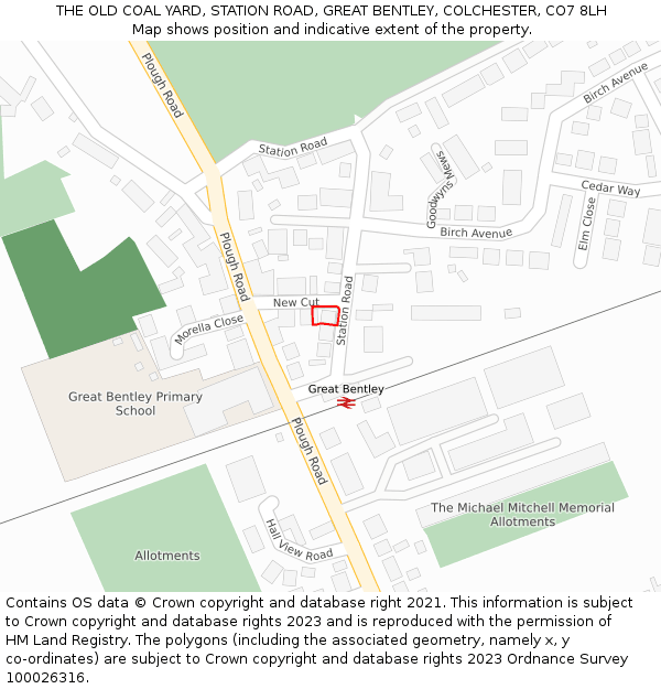 THE OLD COAL YARD, STATION ROAD, GREAT BENTLEY, COLCHESTER, CO7 8LH: Location map and indicative extent of plot