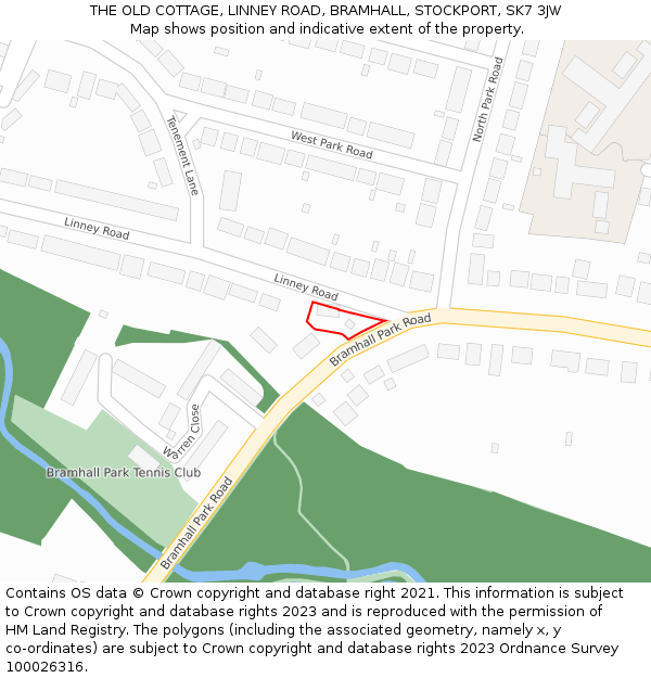 THE OLD COTTAGE, LINNEY ROAD, BRAMHALL, STOCKPORT, SK7 3JW: Location map and indicative extent of plot