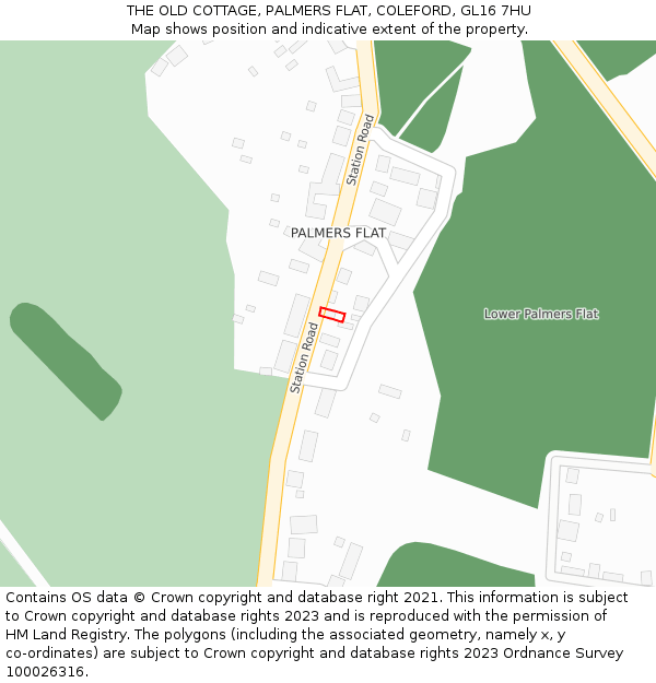 THE OLD COTTAGE, PALMERS FLAT, COLEFORD, GL16 7HU: Location map and indicative extent of plot