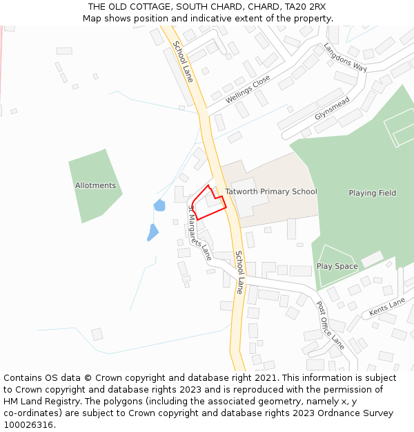 THE OLD COTTAGE, SOUTH CHARD, CHARD, TA20 2RX: Location map and indicative extent of plot