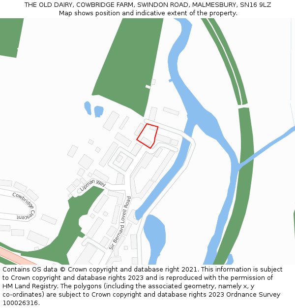 THE OLD DAIRY, COWBRIDGE FARM, SWINDON ROAD, MALMESBURY, SN16 9LZ: Location map and indicative extent of plot