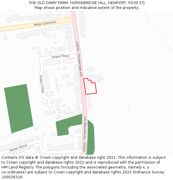 THE OLD DAIRY FARM, HORSEBRIDGE HILL, NEWPORT, PO30 5TJ: Location map and indicative extent of plot