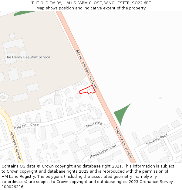 THE OLD DAIRY, HALLS FARM CLOSE, WINCHESTER, SO22 6RE: Location map and indicative extent of plot