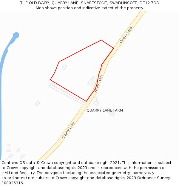 THE OLD DAIRY, QUARRY LANE, SNARESTONE, SWADLINCOTE, DE12 7DD: Location map and indicative extent of plot