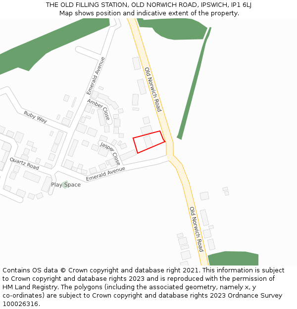 THE OLD FILLING STATION, OLD NORWICH ROAD, IPSWICH, IP1 6LJ: Location map and indicative extent of plot