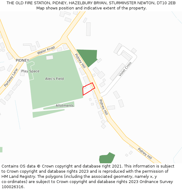 THE OLD FIRE STATION, PIDNEY, HAZELBURY BRYAN, STURMINSTER NEWTON, DT10 2EB: Location map and indicative extent of plot