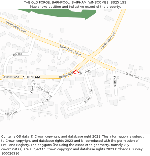 THE OLD FORGE, BARNPOOL, SHIPHAM, WINSCOMBE, BS25 1SS: Location map and indicative extent of plot