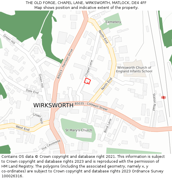 THE OLD FORGE, CHAPEL LANE, WIRKSWORTH, MATLOCK, DE4 4FF: Location map and indicative extent of plot