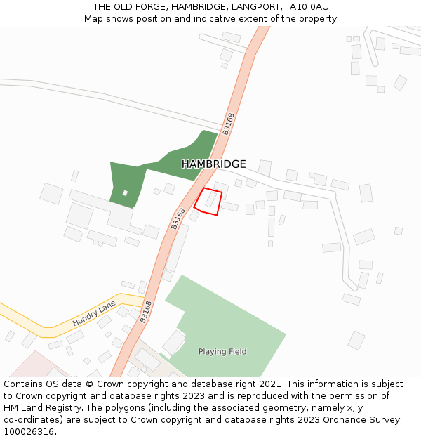 THE OLD FORGE, HAMBRIDGE, LANGPORT, TA10 0AU: Location map and indicative extent of plot