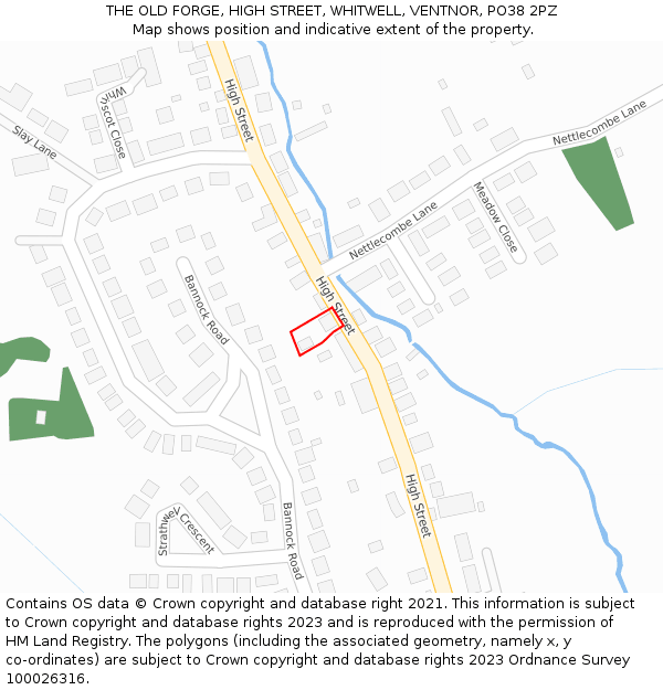 THE OLD FORGE, HIGH STREET, WHITWELL, VENTNOR, PO38 2PZ: Location map and indicative extent of plot