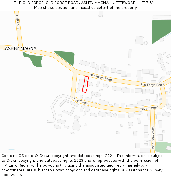 THE OLD FORGE, OLD FORGE ROAD, ASHBY MAGNA, LUTTERWORTH, LE17 5NL: Location map and indicative extent of plot