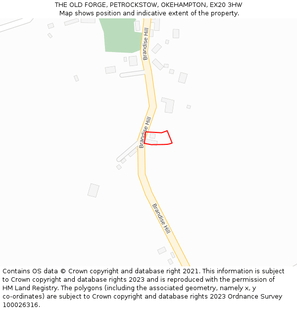 THE OLD FORGE, PETROCKSTOW, OKEHAMPTON, EX20 3HW: Location map and indicative extent of plot