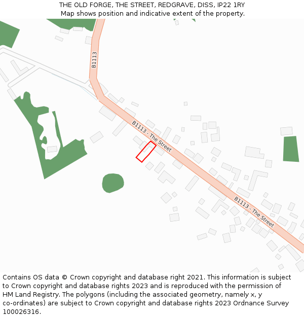 THE OLD FORGE, THE STREET, REDGRAVE, DISS, IP22 1RY: Location map and indicative extent of plot