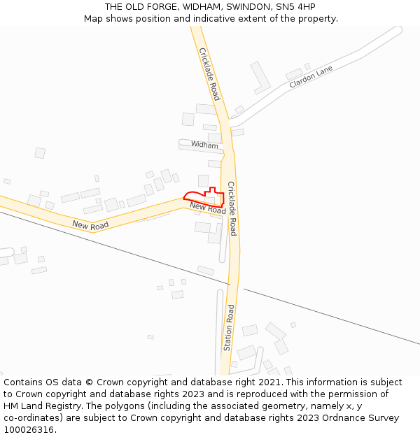 THE OLD FORGE, WIDHAM, SWINDON, SN5 4HP: Location map and indicative extent of plot