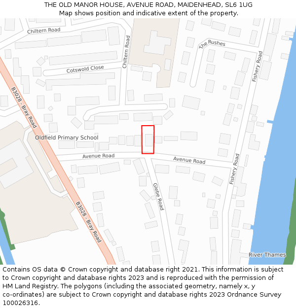 THE OLD MANOR HOUSE, AVENUE ROAD, MAIDENHEAD, SL6 1UG: Location map and indicative extent of plot