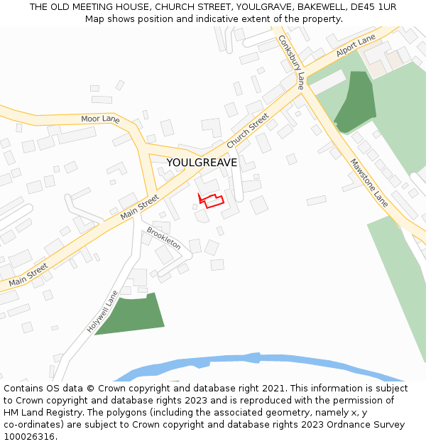 THE OLD MEETING HOUSE, CHURCH STREET, YOULGRAVE, BAKEWELL, DE45 1UR: Location map and indicative extent of plot