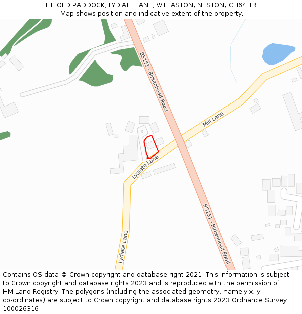THE OLD PADDOCK, LYDIATE LANE, WILLASTON, NESTON, CH64 1RT: Location map and indicative extent of plot