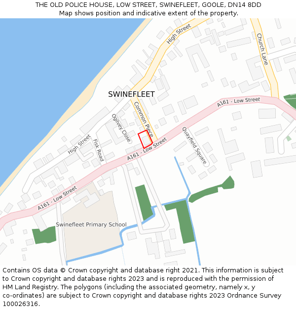 THE OLD POLICE HOUSE, LOW STREET, SWINEFLEET, GOOLE, DN14 8DD: Location map and indicative extent of plot