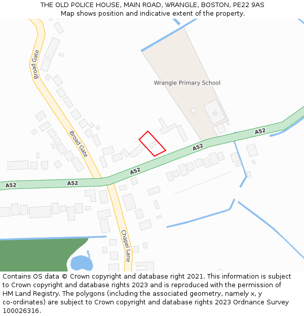 THE OLD POLICE HOUSE, MAIN ROAD, WRANGLE, BOSTON, PE22 9AS: Location map and indicative extent of plot