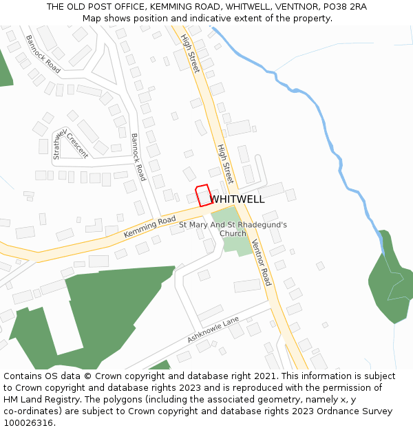 THE OLD POST OFFICE, KEMMING ROAD, WHITWELL, VENTNOR, PO38 2RA: Location map and indicative extent of plot