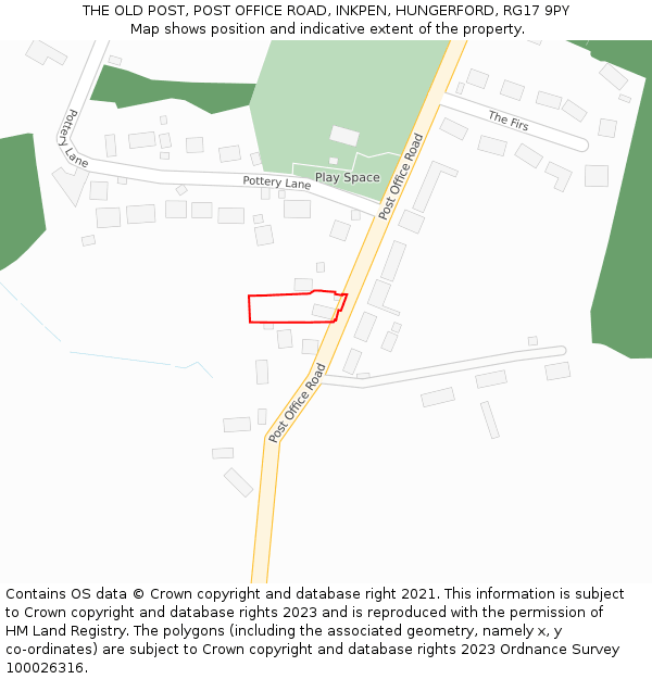 THE OLD POST, POST OFFICE ROAD, INKPEN, HUNGERFORD, RG17 9PY: Location map and indicative extent of plot