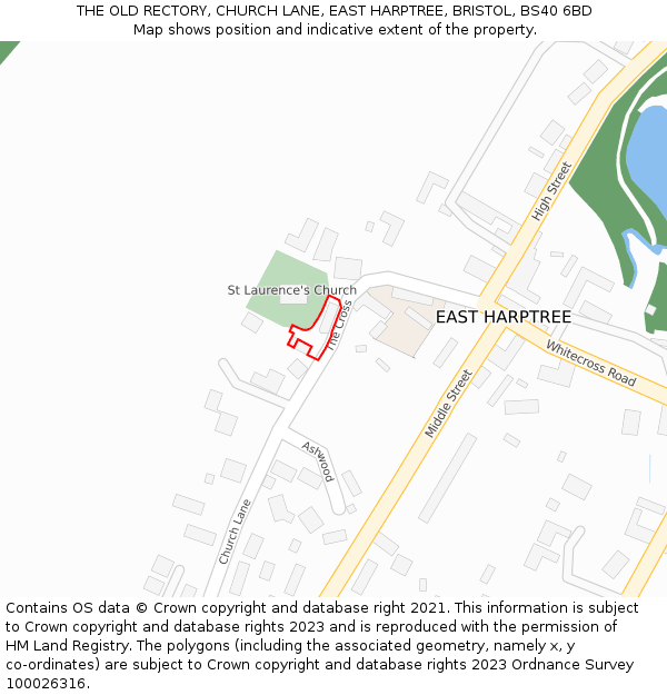 THE OLD RECTORY, CHURCH LANE, EAST HARPTREE, BRISTOL, BS40 6BD: Location map and indicative extent of plot