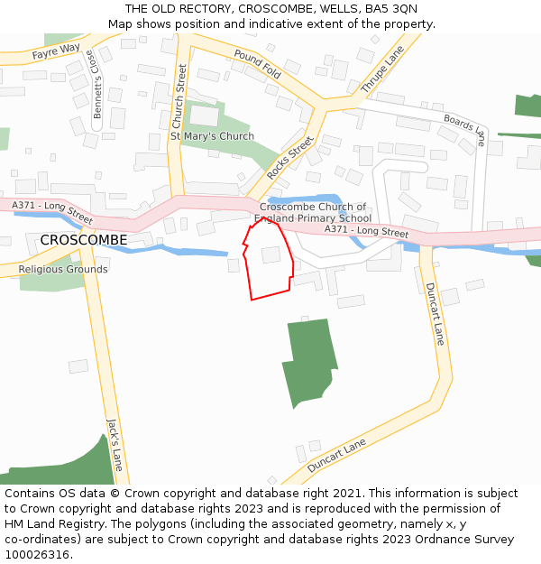 THE OLD RECTORY, CROSCOMBE, WELLS, BA5 3QN: Location map and indicative extent of plot