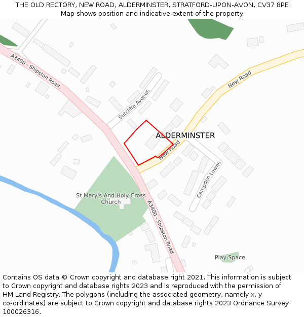 THE OLD RECTORY, NEW ROAD, ALDERMINSTER, STRATFORD-UPON-AVON, CV37 8PE: Location map and indicative extent of plot