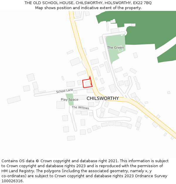 THE OLD SCHOOL HOUSE, CHILSWORTHY, HOLSWORTHY, EX22 7BQ: Location map and indicative extent of plot