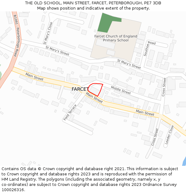 THE OLD SCHOOL, MAIN STREET, FARCET, PETERBOROUGH, PE7 3DB: Location map and indicative extent of plot