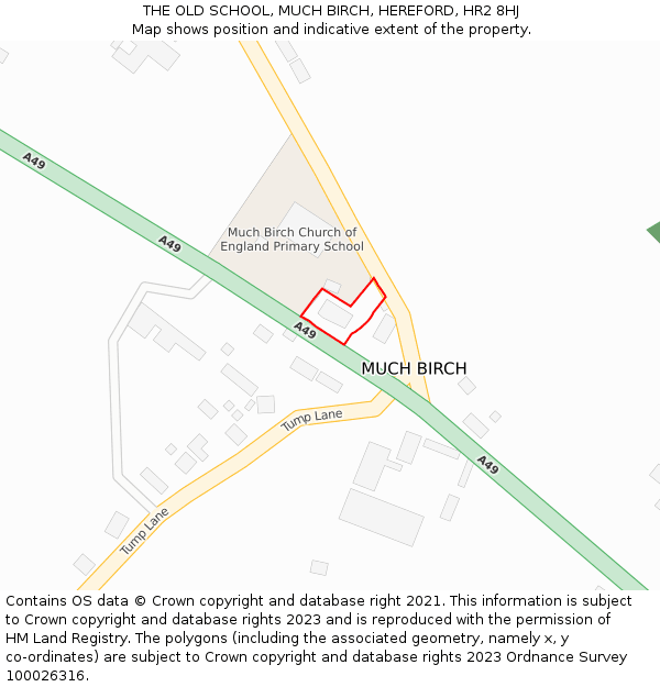 THE OLD SCHOOL, MUCH BIRCH, HEREFORD, HR2 8HJ: Location map and indicative extent of plot