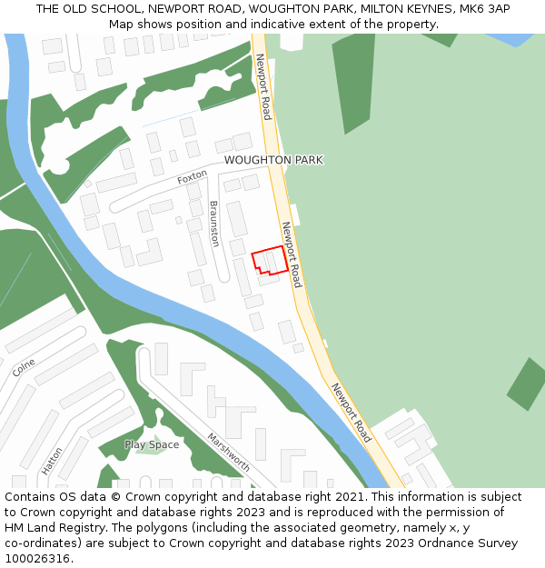 THE OLD SCHOOL, NEWPORT ROAD, WOUGHTON PARK, MILTON KEYNES, MK6 3AP: Location map and indicative extent of plot