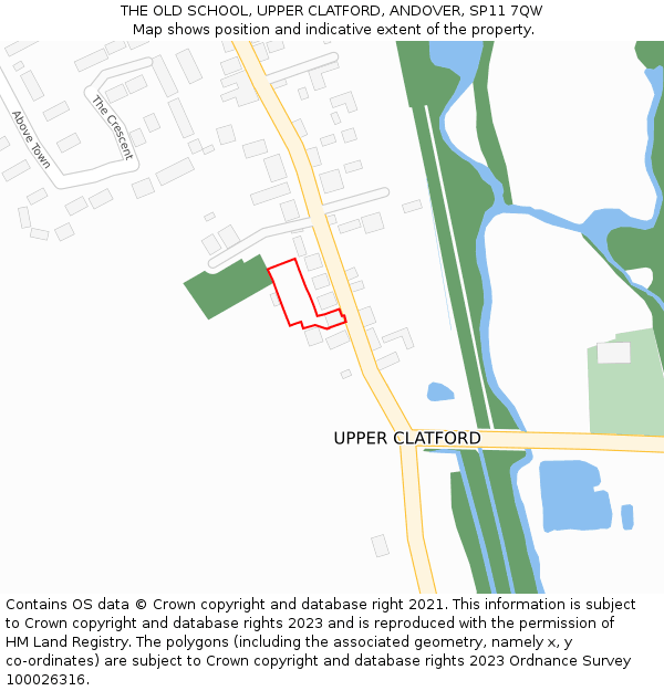 THE OLD SCHOOL, UPPER CLATFORD, ANDOVER, SP11 7QW: Location map and indicative extent of plot