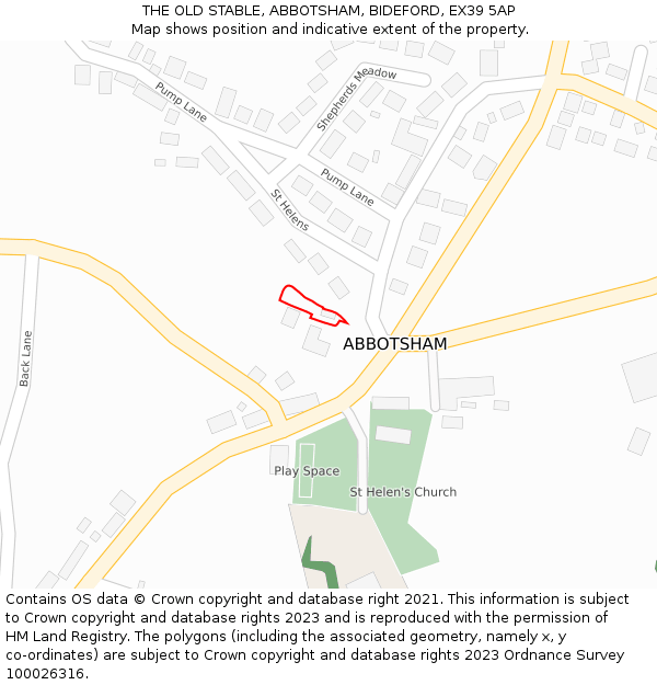 THE OLD STABLE, ABBOTSHAM, BIDEFORD, EX39 5AP: Location map and indicative extent of plot