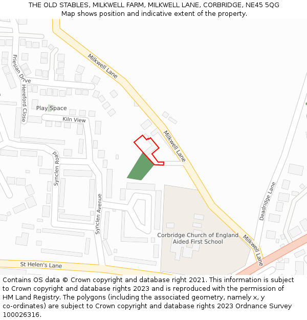 THE OLD STABLES, MILKWELL FARM, MILKWELL LANE, CORBRIDGE, NE45 5QG: Location map and indicative extent of plot