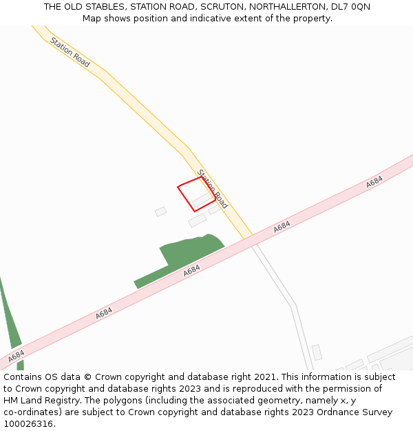 THE OLD STABLES, STATION ROAD, SCRUTON, NORTHALLERTON, DL7 0QN: Location map and indicative extent of plot