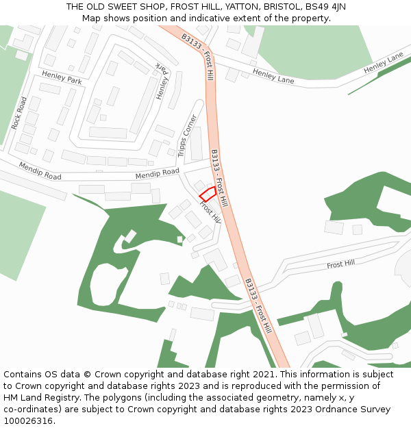THE OLD SWEET SHOP, FROST HILL, YATTON, BRISTOL, BS49 4JN: Location map and indicative extent of plot