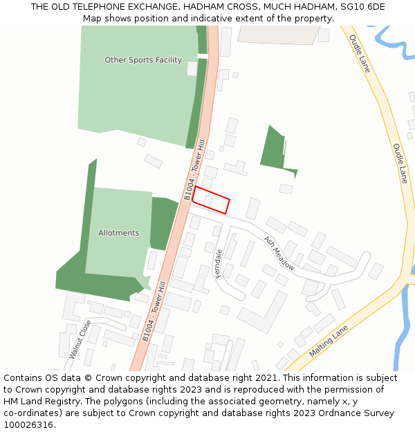 THE OLD TELEPHONE EXCHANGE, HADHAM CROSS, MUCH HADHAM, SG10 6DE: Location map and indicative extent of plot