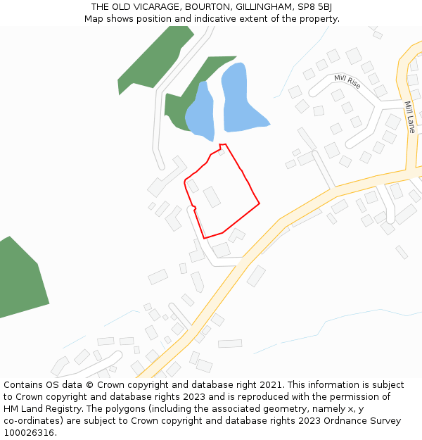 THE OLD VICARAGE, BOURTON, GILLINGHAM, SP8 5BJ: Location map and indicative extent of plot