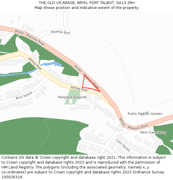 THE OLD VICARAGE, BRYN, PORT TALBOT, SA13 2RH: Location map and indicative extent of plot