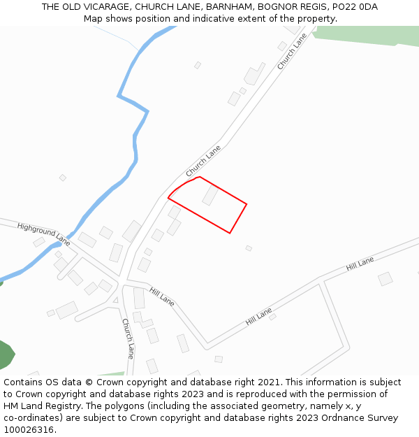 THE OLD VICARAGE, CHURCH LANE, BARNHAM, BOGNOR REGIS, PO22 0DA: Location map and indicative extent of plot