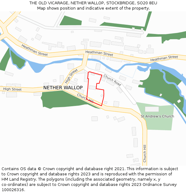 THE OLD VICARAGE, NETHER WALLOP, STOCKBRIDGE, SO20 8EU: Location map and indicative extent of plot