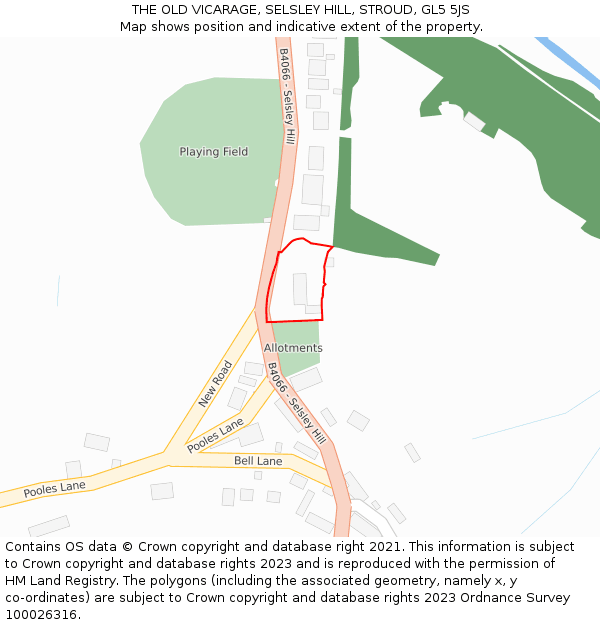 THE OLD VICARAGE, SELSLEY HILL, STROUD, GL5 5JS: Location map and indicative extent of plot