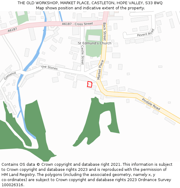 THE OLD WORKSHOP, MARKET PLACE, CASTLETON, HOPE VALLEY, S33 8WQ: Location map and indicative extent of plot